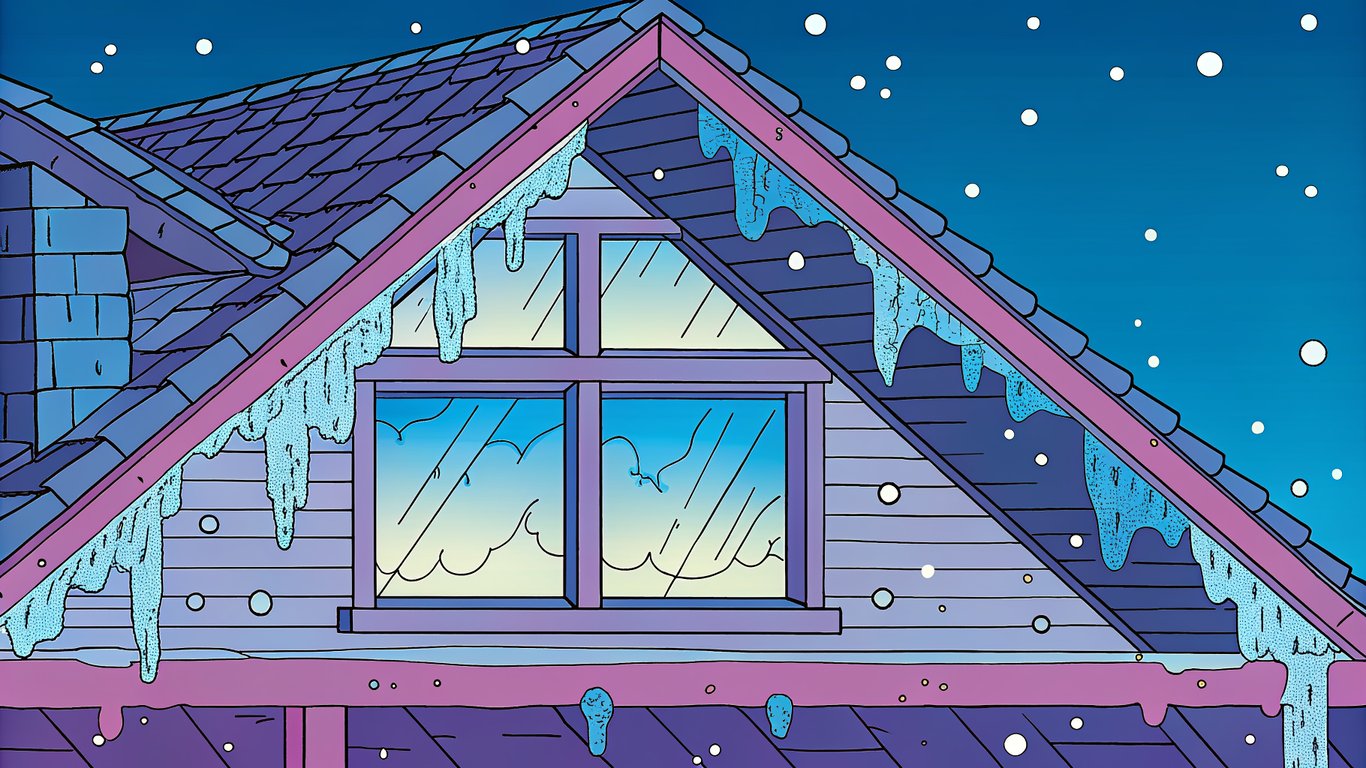 Diagram showing temperature zones in a Quebec attic during winter.