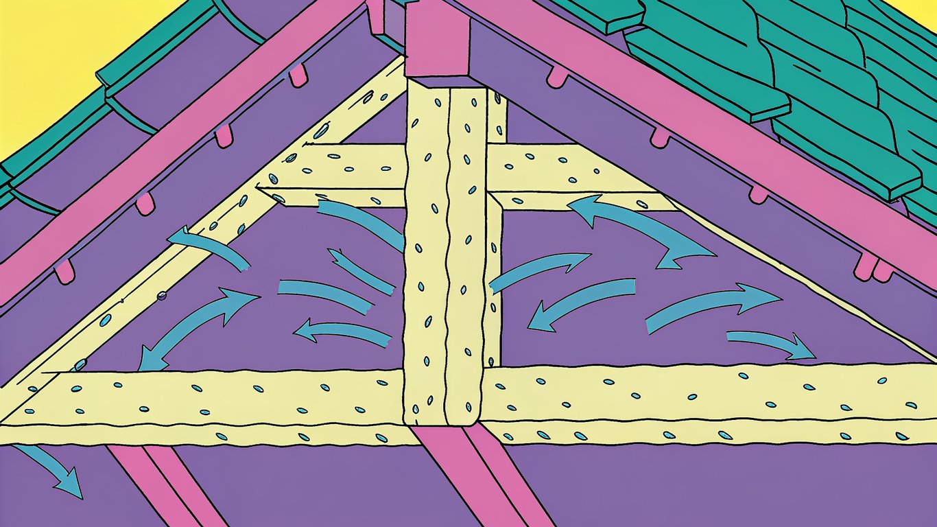 Diagram illustrating the balanced relationship between attic insulation and ventilation.