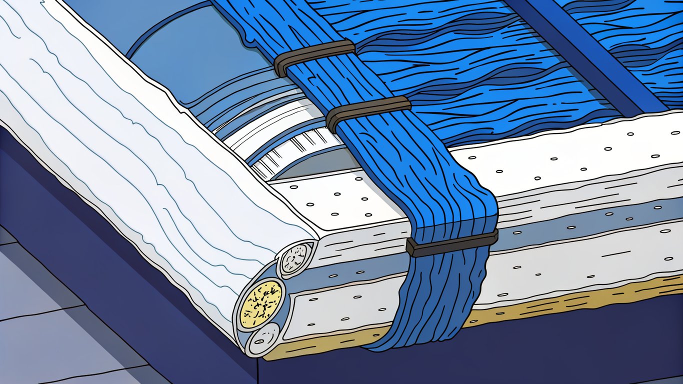 Close-up view of insulation material with numerous small, trapped air pockets, illustrating how it resists heat transfer.