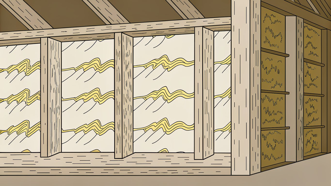 Diagram illustrating sound waves being absorbed by open-cell spray foam within a wall, reducing noise transmission.